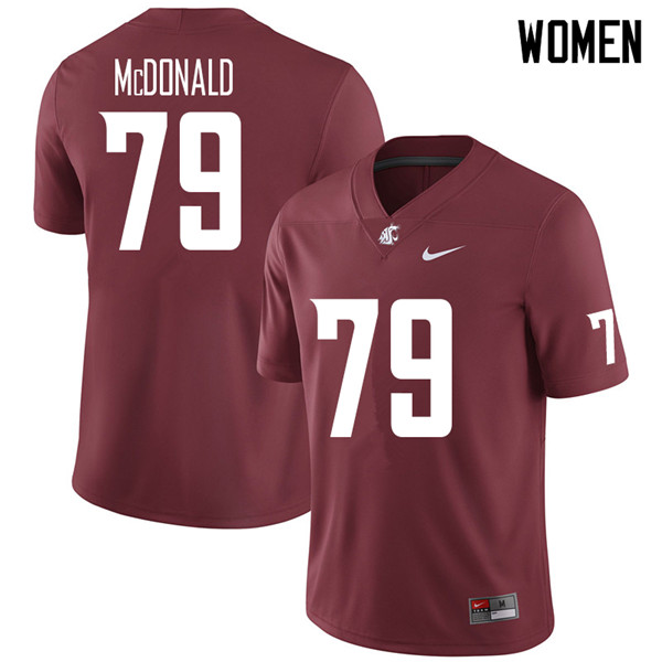 Women #79 Blake McDonald Washington State Cougars College Football Jerseys Sale-Crimson